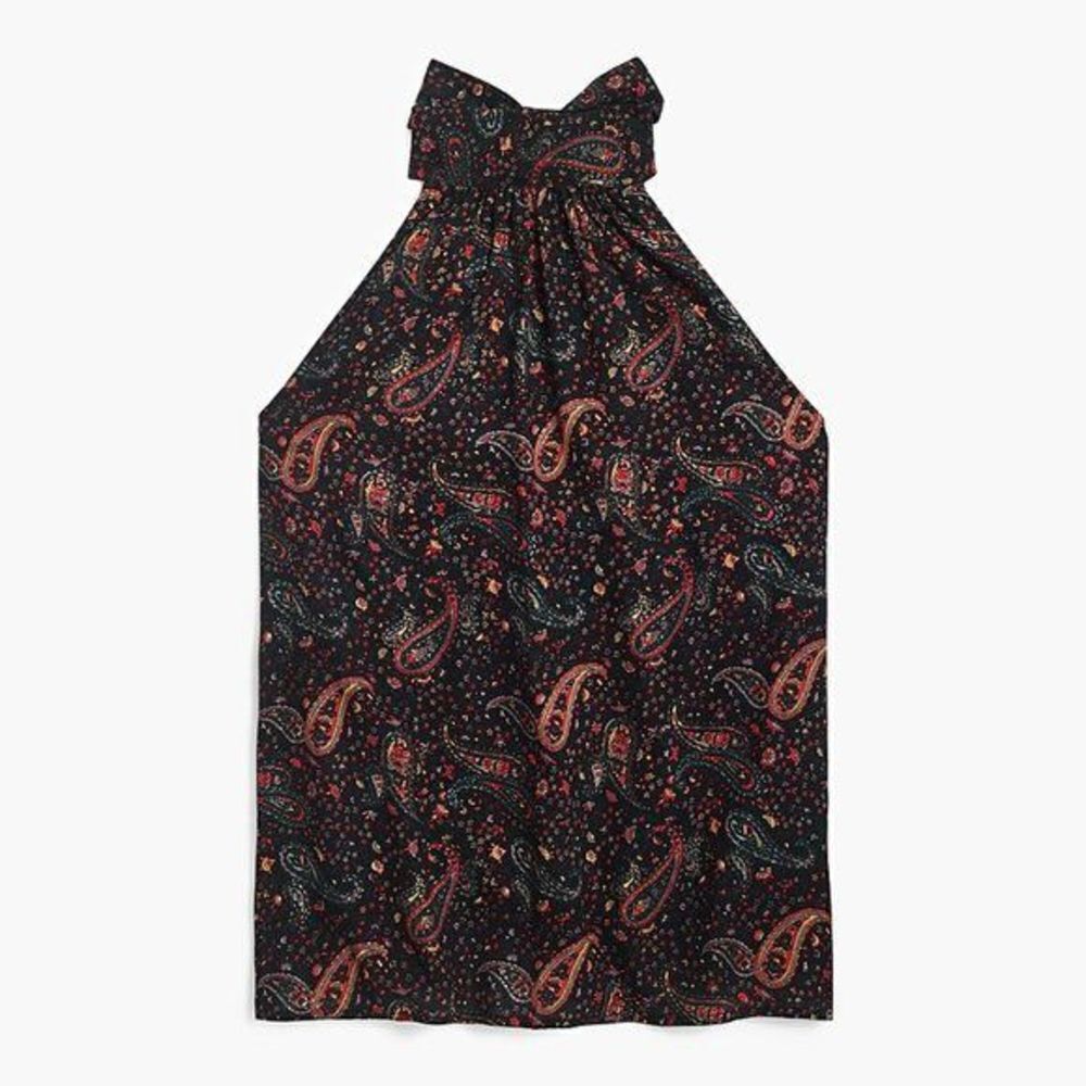✨J.Crew Factory Paisley Sleeveless Tie-Neck Halter Blouse✨ - Picture 4 of 8